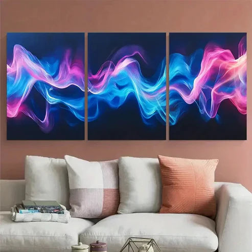 3pcs Abstract Sound Waves in Gradients Design Wall Art Set Canvas Unframed - High Quality Print 100% Australian Made Wall Canvas - Bella Home Decor