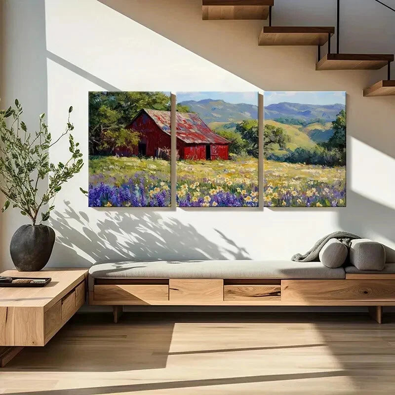 3pcs Mountain Landscape Vintage Farmhouse Metal Print Ready to Hang Art - Bella Home Decor