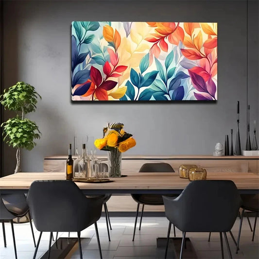 Vibrant Minimalist Design Leaf Wall Art Canvas Office Home Room Framed 120x60cm