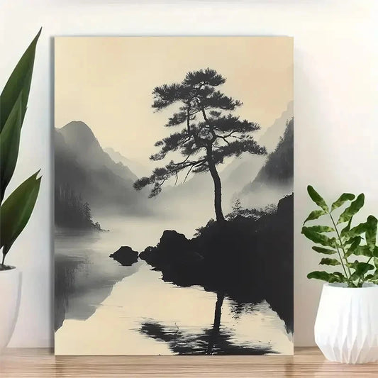 Beautiful Minimalist Black And White Landscape 40x60cm Metal Print Ready to Hang