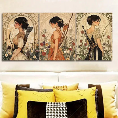 3pcs The Girl with Bow and Arrow Wall Art Set Canvas Unframed - High Quality Print 100% Australian Made Wall Canvas