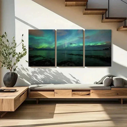 3pcs Nordic Nature Northern Lights Modern Wall Art Set Canvas Unframed - High Quality Print 100% Australian Made Wall Canvas