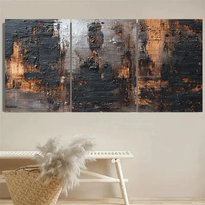 3pcs Black and Brown Wabi Sabi Minimalist Wall Art Set Canvas Framed 50x70cm - High Quality Print 100% Australian Made Wall Canvas Ready to Hang - Bella Home Decor