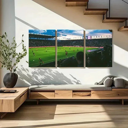 3pcs Players and Fans in the Football Stadium Wall Art Canvas Unframed - High Quality Print 100% Australian Made Wall Canvas
