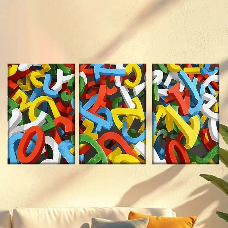 3pcs Fun letter accessories Wall Art Set Canvas Framed 50x70cm - High Quality Print 100% Australian Made Wall Canvas Ready to Hang - Bella Home Decor