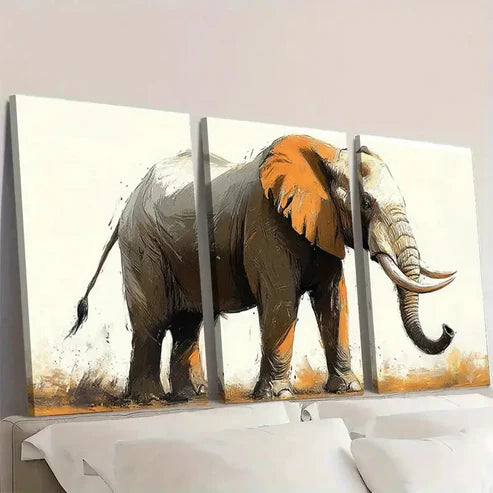 3pcs African Animals Modern Boho Art E Wall Art Set Canvas Unframed - High Quality Print 100% Australian Made Wall Canvas - Bella Home Decor