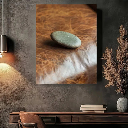 Beautiful Natural Stone & Faux Leather Painting 40x60cm Metal Print Ready to Hang - Bella Home Decor