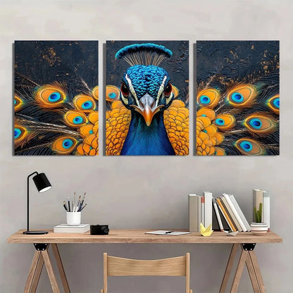 3pcs PeaRooster Animal Painting Metal Print Ready to Hang Art - Bella Home Decor
