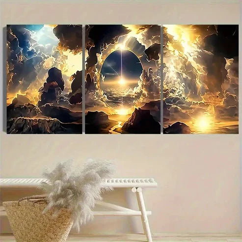 3pcs Cosmic Sunset Skyline Wall Art Canvas Unframed - High Quality Print 100% Australian Made Wall Canvas - Bella Home Decor