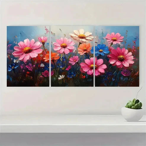 3pcs Flower Art Nature Art Daisy Art IL  Wall Art Set Canvas Unframed - High Quality Print 100% Australian Made Wall Canvas - Bella Home Decor