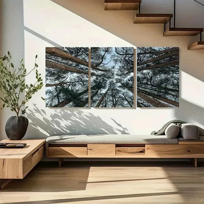 3pcs Cedars Tree Abstract Forest Print Metal Print Ready to Hang Art - Bella Home Decor