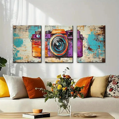 3pcs Vintage Camera Aesthetic Metal Print Ready to Hang Art - Bella Home Decor