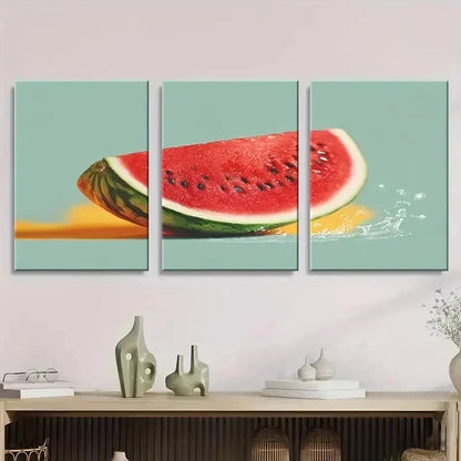 3pcs Watermelon Fruit Design Wall Art Set Canvas Framed 60x90cm - High Quality Print 100% Australian Made Wall Canvas Ready to Hang
