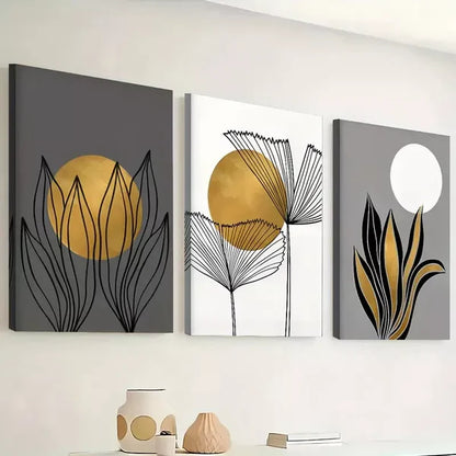 3pcs Featuring Abstract Line Flowers, Plant Wall Art Set Canvas Framed 60x90cm - High Quality Print 100% Australian Made Wall Canvas Ready to Hang - Bella Home Decor