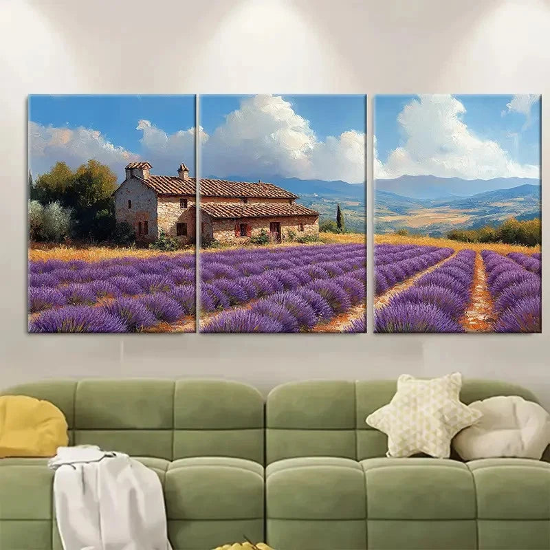 3pcs Tuscan Countryside Italian Landscape Art T Wall Art Set Canvas Framed 60x90cm - High Quality Print 100% Australian Made Wall Canvas Ready to Hang