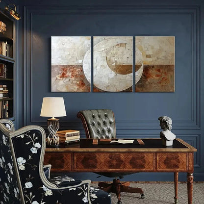 3pcs Abstract Art Geometric DesignTextured Surface Metal Print Ready to Hang Art - Bella Home Decor