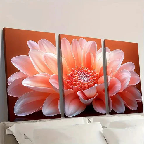 3pcs Vibrant Peach Artwork P Wall Art Set Canvas Unframed - High Quality Print 100% Australian Made Wall Canvas