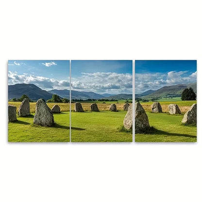3pcs Lake District Castlerigg Stone Circle Wall Art Set Canvas Framed 60x90cm - High Quality Print 100% Australian Made Wall Canvas Ready to Hang