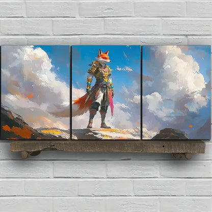 3pcs Beautiful Standing Red Fox Metal Print Ready to Hang Art - Bella Home Decor