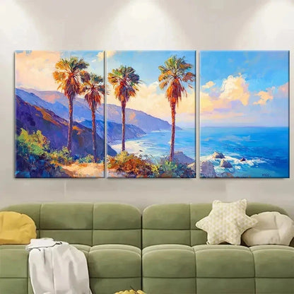 3pcs Big Sur Oil Painting California RT   Wall Art Set Canvas Framed 50x70cm - High Quality Print 100% Australian Made Wall Canvas Ready to Hang - Bella Home Decor