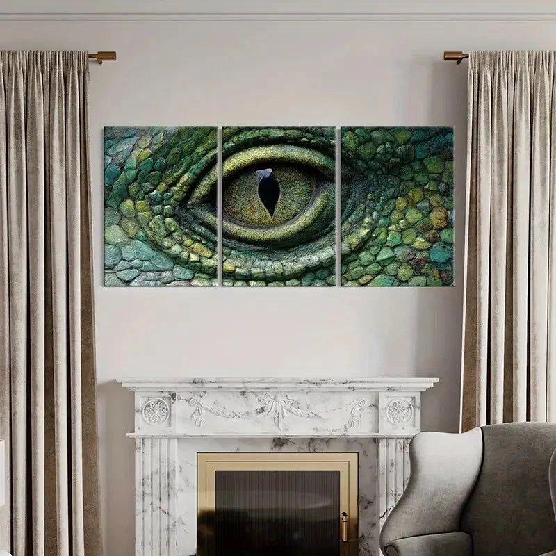 3pcs Artistic Reptile Eye Texture Intricate Scale Metal Print Ready to Hang Art - Bella Home Decor