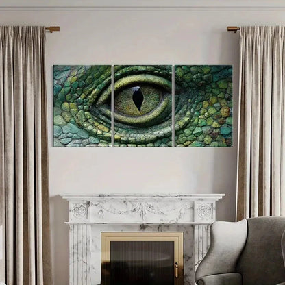 3pcs Artistic Reptile Eye Texture Intricate Scale Metal Print Ready to Hang Art - Bella Home Decor