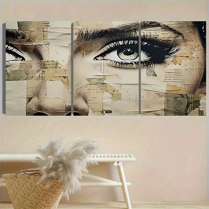 3pcs Collage Portrait of a Woman's Face Wall Art Set Canvas Unframed - High Quality Print 100% Australian Made Wall Canvas - Bella Home Decor