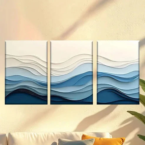 3pcs Abstract Paper Art Waves Wall Art Canvas Unframed – High Quality Print 100% Australian Made Wall Canvas - Bella Home Decor