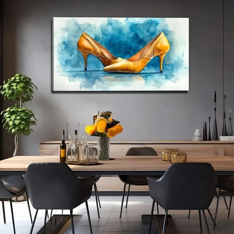 Golden Heels Perfect Wall Art Canvas Office Home Room Framed 120x60cm