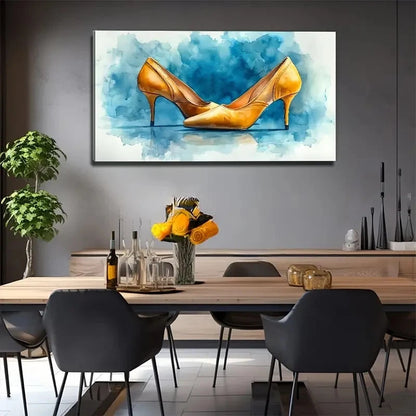 Golden Heels Perfect Wall Art Canvas Office Home Room Framed 120x60cm