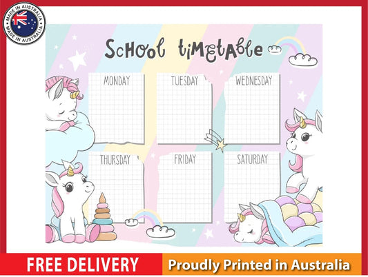 NEW (LAMINATED) School Timetable (61X91CM) Educational CHART PICTURE PRINT