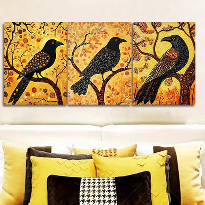 3pcs The psychic crow Animal Wall Art Set Canvas Unframed - High Quality Print 100% Australian Made Wall Canvas