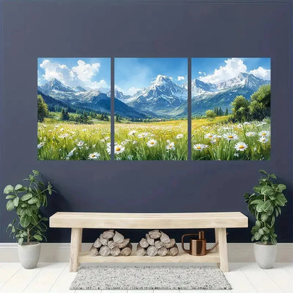3pcs Rocky Mountains Painting Spring Watercolor Metal Print Ready to Hang Art - Bella Home Decor