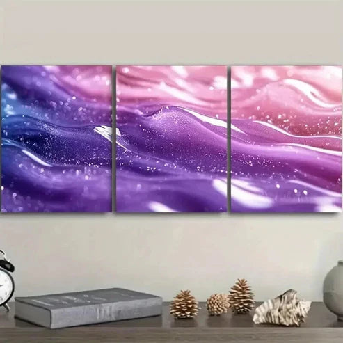 3pcs Purple and Light Blue Abstract Design Art Set Canvas Unframed - High Quality Print 100% Australian Made Wall Canvas