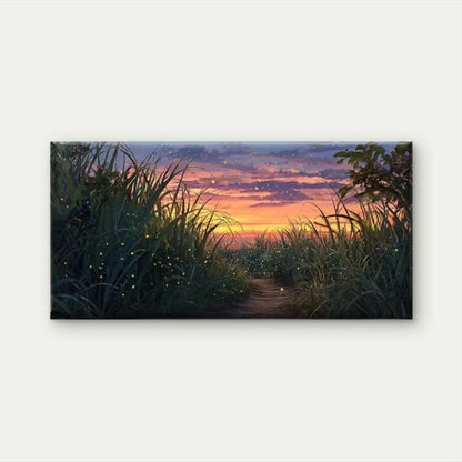 Charming Rice Field Sunset Wall Art Canvas Office Home Room Framed 120x60cm