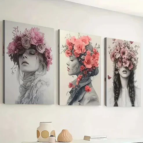 3pcs Simple Style Prints with Women'S Faces Wall Art Canvas Unframed - High Quality Print 100% Australian Made Wall Canvas