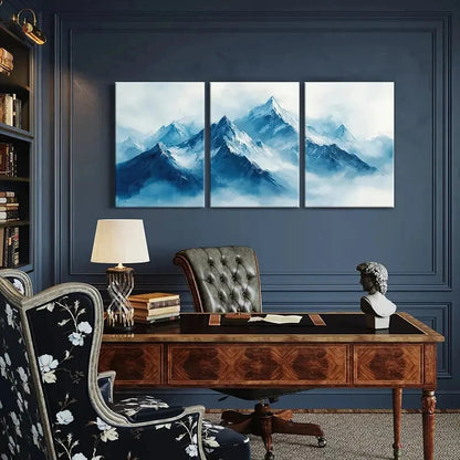 3pcs Set of Alpine Majesty Mountain Landscape Metal Print Ready to Hang Art - Bella Home Decor