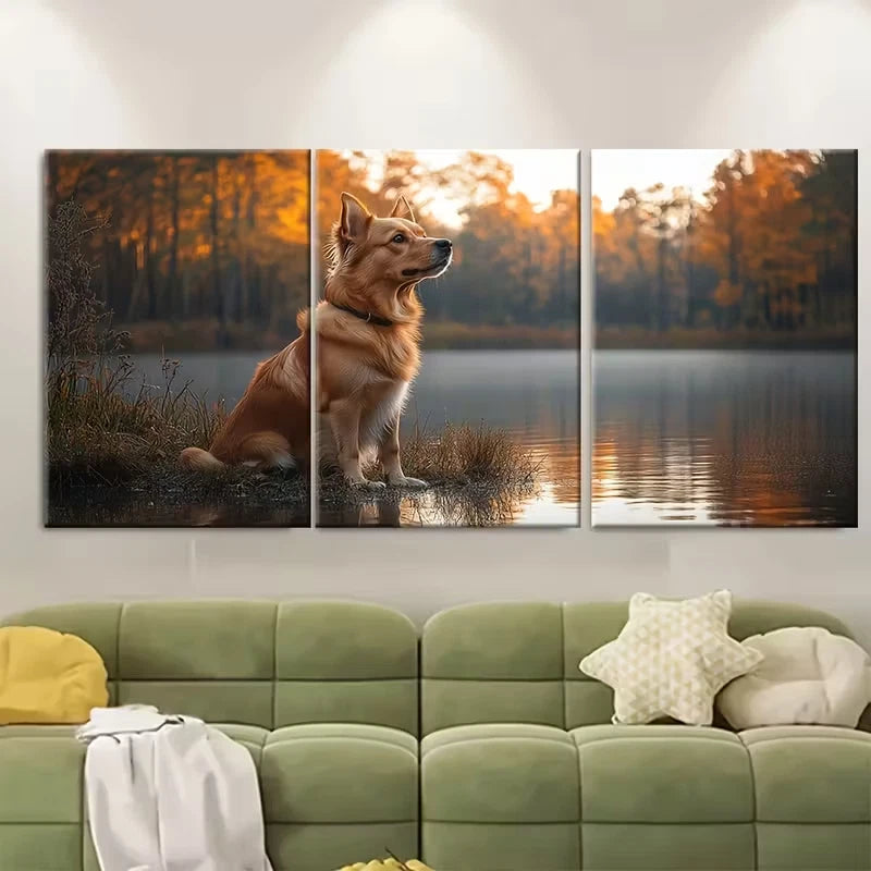 3pcs Serene Dogs by Lakeside Metal Print Ready to Hang Art