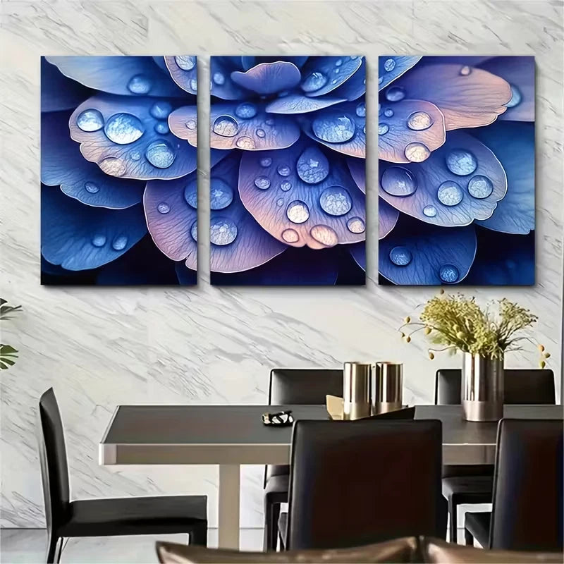 3pcs Water Droplet Petal Metal Print Ready to Hang Art