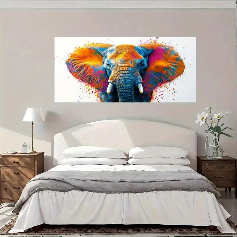 Modern Vintage Elephant Wall Art Canvas Office Home Room Framed 120x60cm