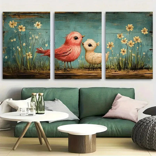 3pcs Soft Pastel Whimsical Farm Animal Design Metal Print Ready to Hang Art