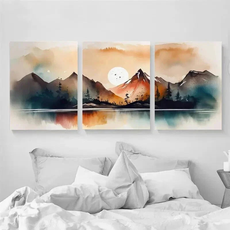 3pcs Mountain Landscape Nature Décor Perfect Wall Art Set Canvas Framed 60x90cm - High Quality Print 100% Australian Made Wall Canvas Ready to Hang - Bella Home Decor