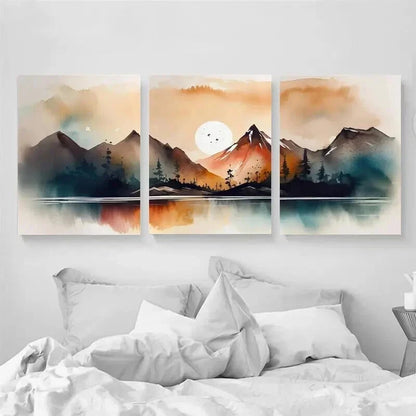 3pcs Mountain Landscape Nature Décor Perfect Wall Art Set Canvas Framed 60x90cm - High Quality Print 100% Australian Made Wall Canvas Ready to Hang - Bella Home Decor