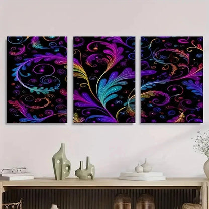 3pcs Vibrant Abstract Swirl Patterns Wall Art Set Canvas Framed 60x90cm - High Quality Print 100% Australian Made Wall Canvas Ready to Hang