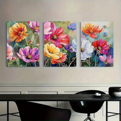 3pcs Colorful Cosmos Watercolor Painting Metal Print Ready to Hang Art - Bella Home Decor