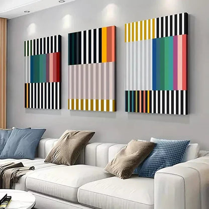 3pcs Abstract Geometric  Art Set Canvas Unframed - High Quality Print 100% Australian Made Wall Canvas - Bella Home Decor