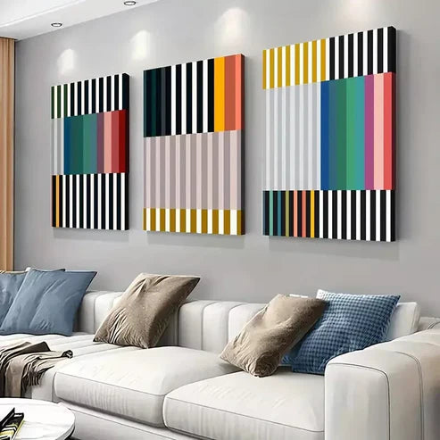 3pcs Abstract Geometric  Art Set Canvas Unframed - High Quality Print 100% Australian Made Wall Canvas - Bella Home Decor
