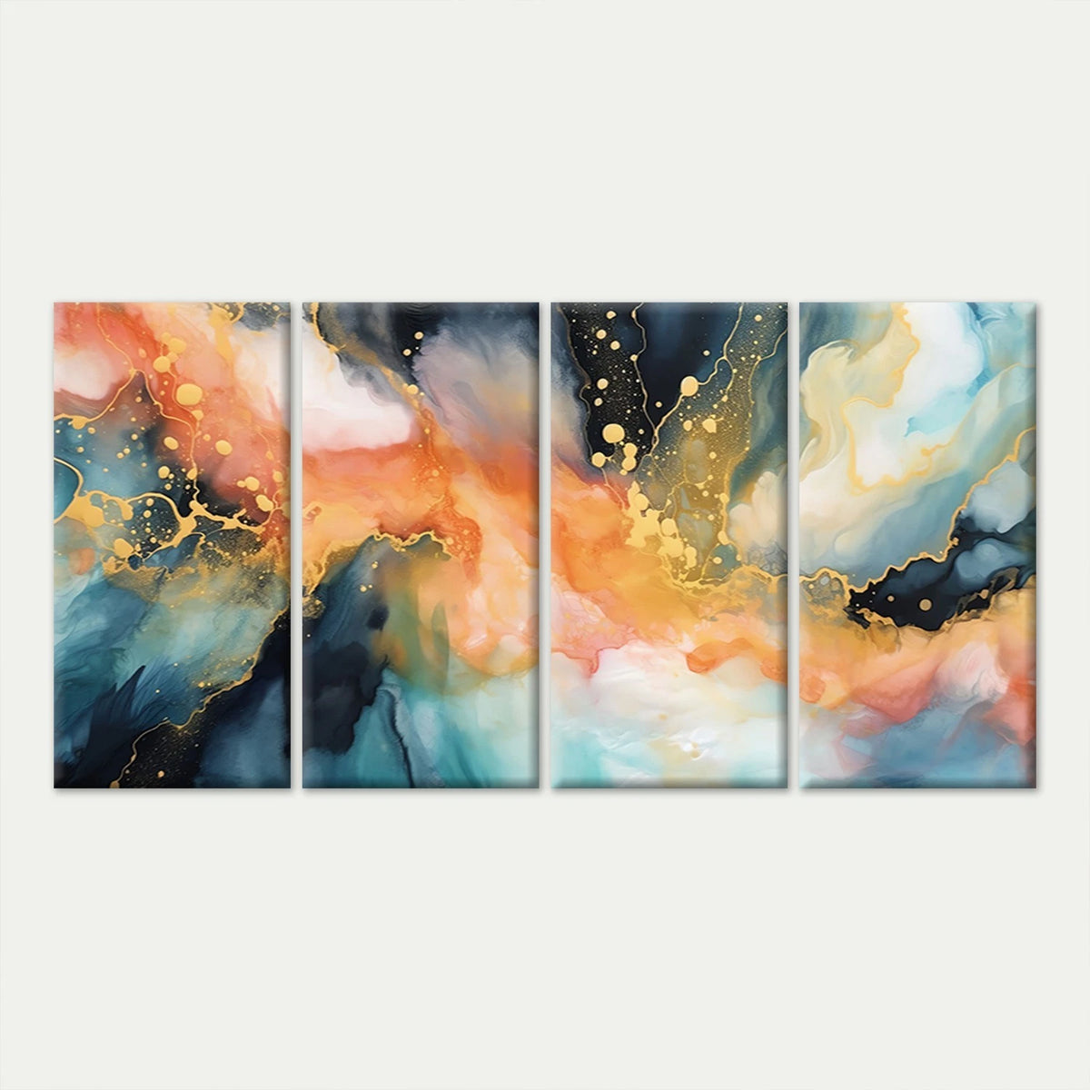 4pcs Modern Abstract Fiery Fluid Swirl Wall Art Canvas Framed 45x80cm - High Quality Print 100% Australian Made Wall Canvas Ready to Hang
