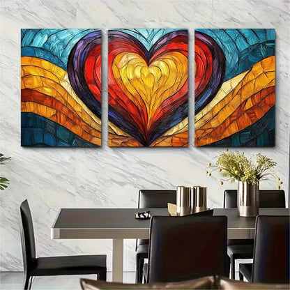 3pcs Continuous Line Heart Metal Print Ready to Hang Art - Bella Home Decor