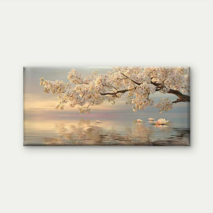 Japanese-Inspired Sakura Cherry Wall Art Canvas Office Home Room Framed 120x60cm